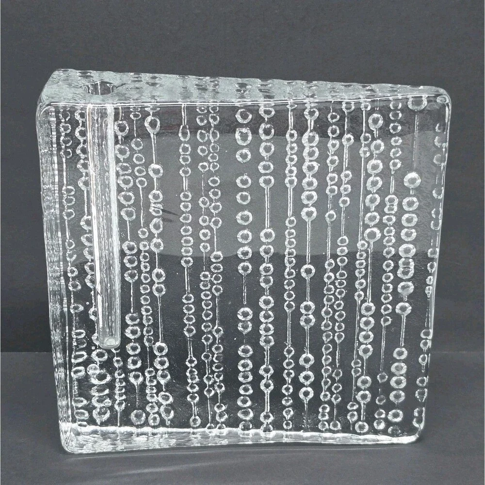 Vintage Wiesenthal Hutte MCM Waterfall Drip Clear Glass Block Solifleur Bud Vase